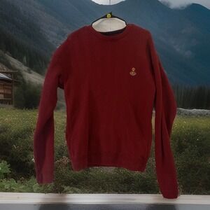Ruff Hewn Sweater Mens XL Red Herringbone Knit Crewneck Cotton Pullover